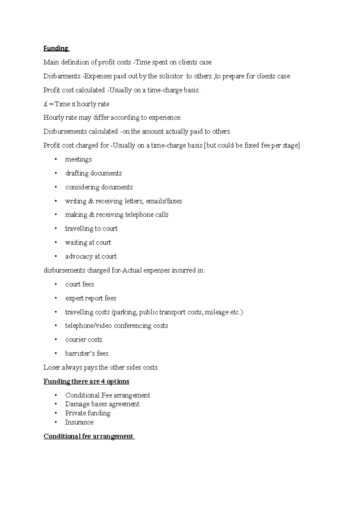 Funding Options for Legal Cases: Profit Costs Conditional Fee ...