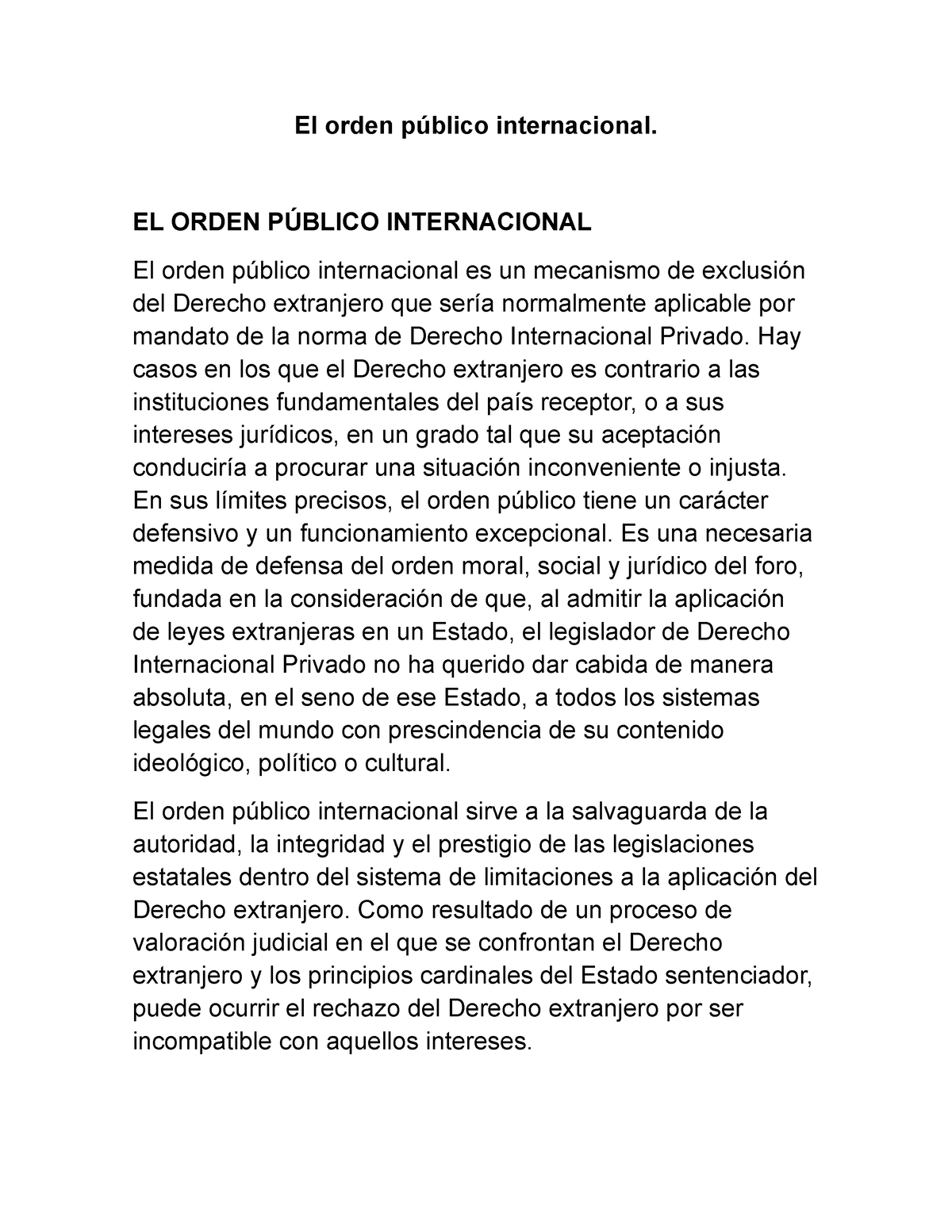 El Orden Público Internacional El Orden PÚblico Internacional El Orden Público Internacional