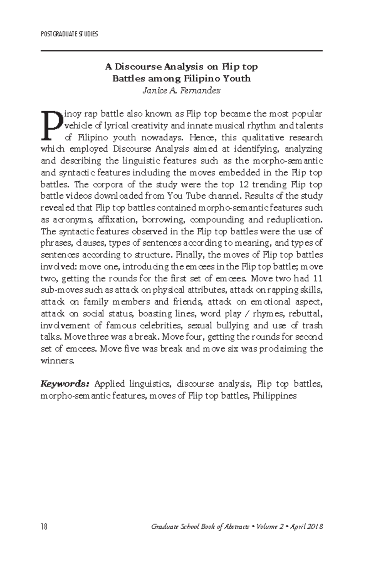 A Discourse Analysis on Fliptop Battles among Filipino Youth - 18 ...