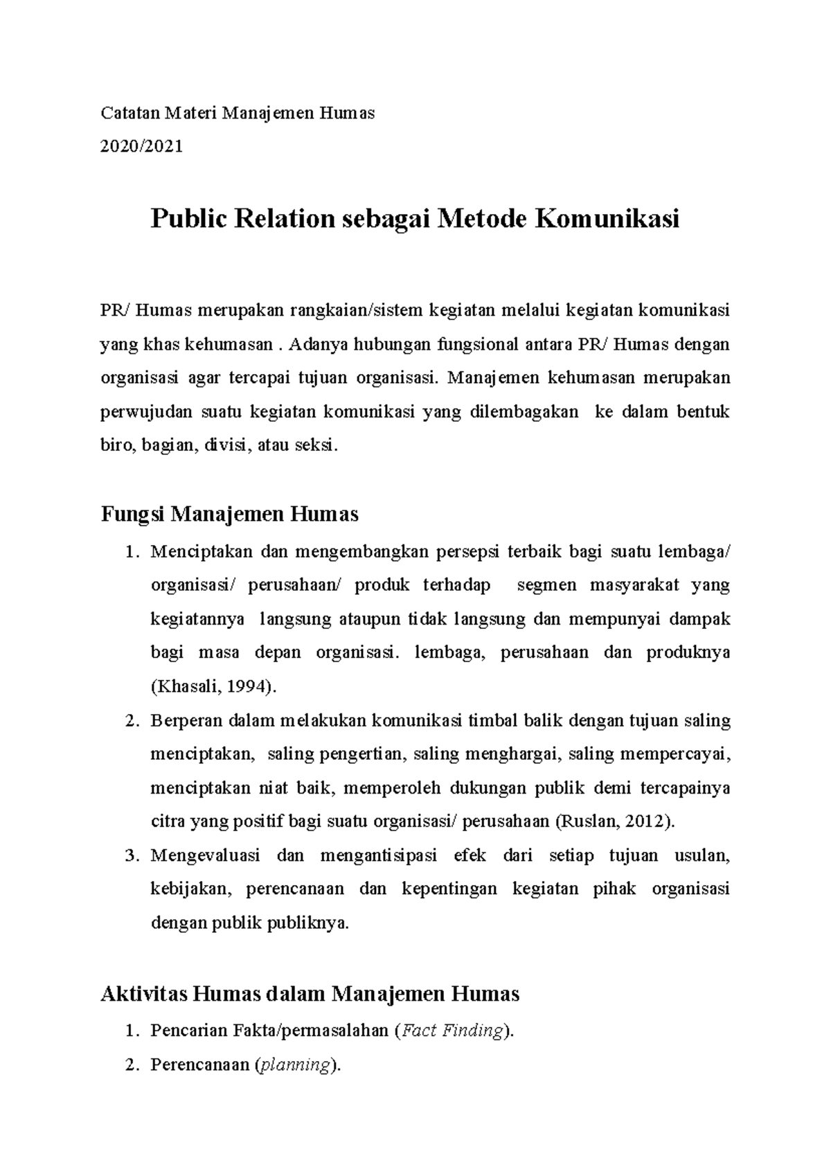 Public Relation Sebagai Metode Komunikasi Catatan Materi Manajemen ...