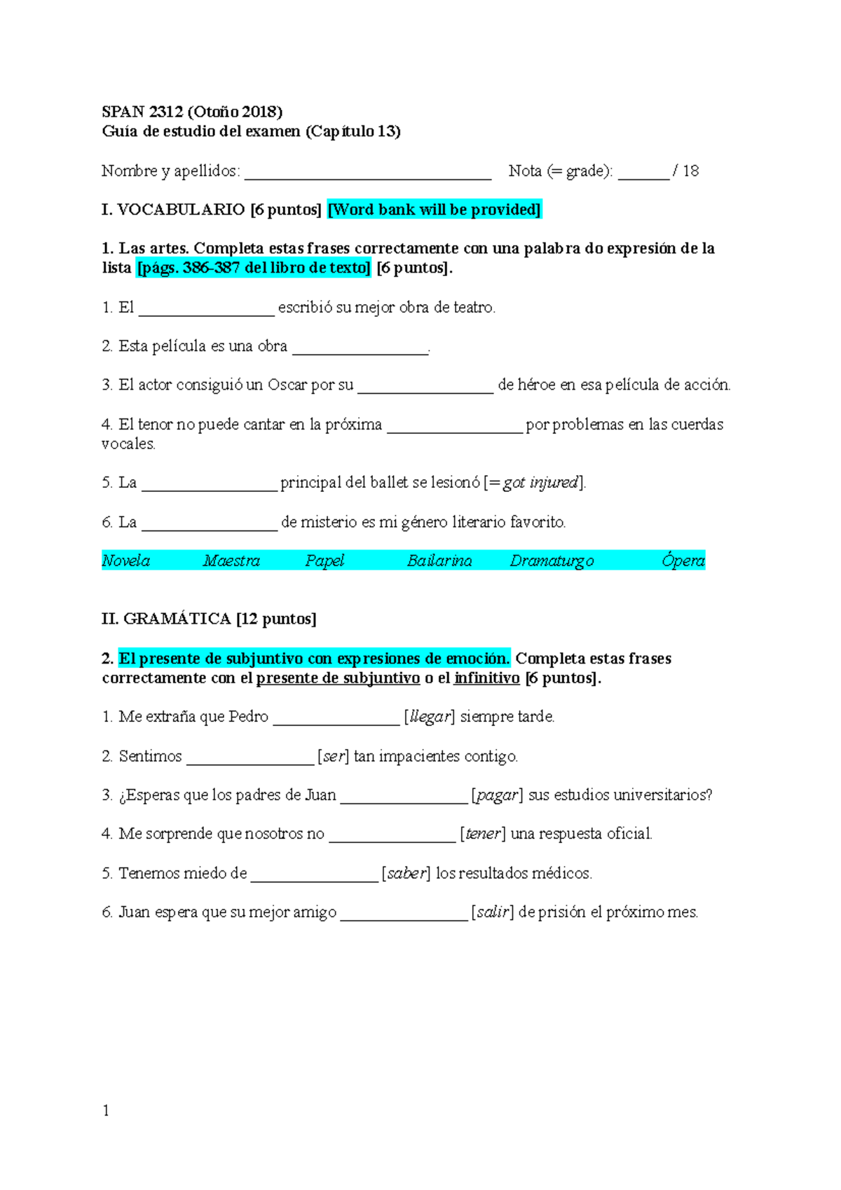 Study guide to Exam (Chapter 13) (with answer key and explanation ...