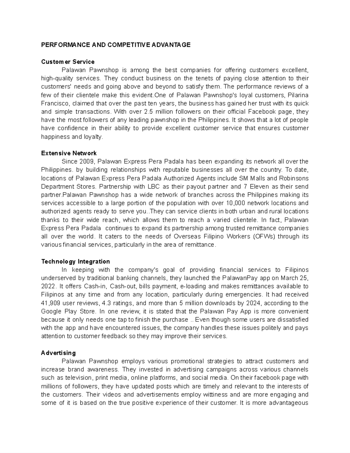 Performance AND Competitive Advantage - Google Docs - PERFORMANCE AND ...