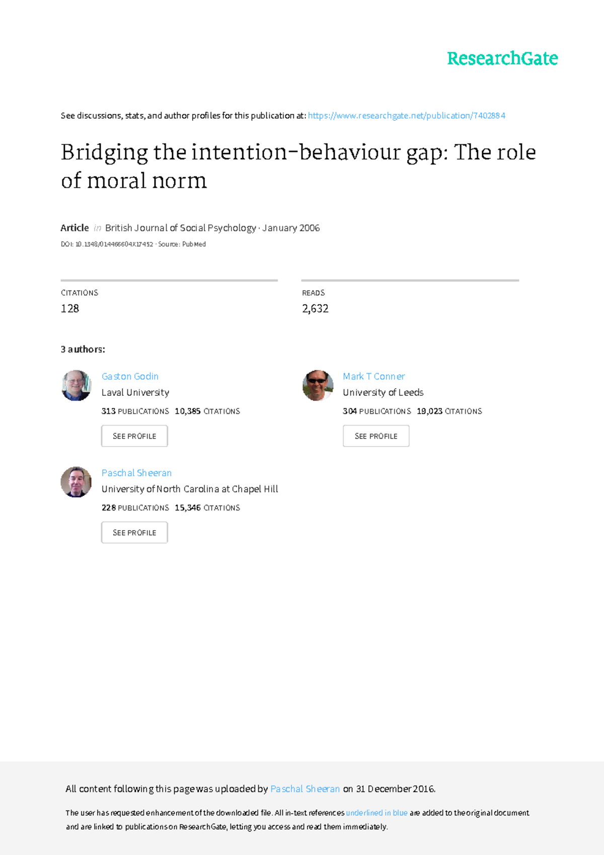 Bridging the intention behaviour gap The - See discussions, stats, and ...