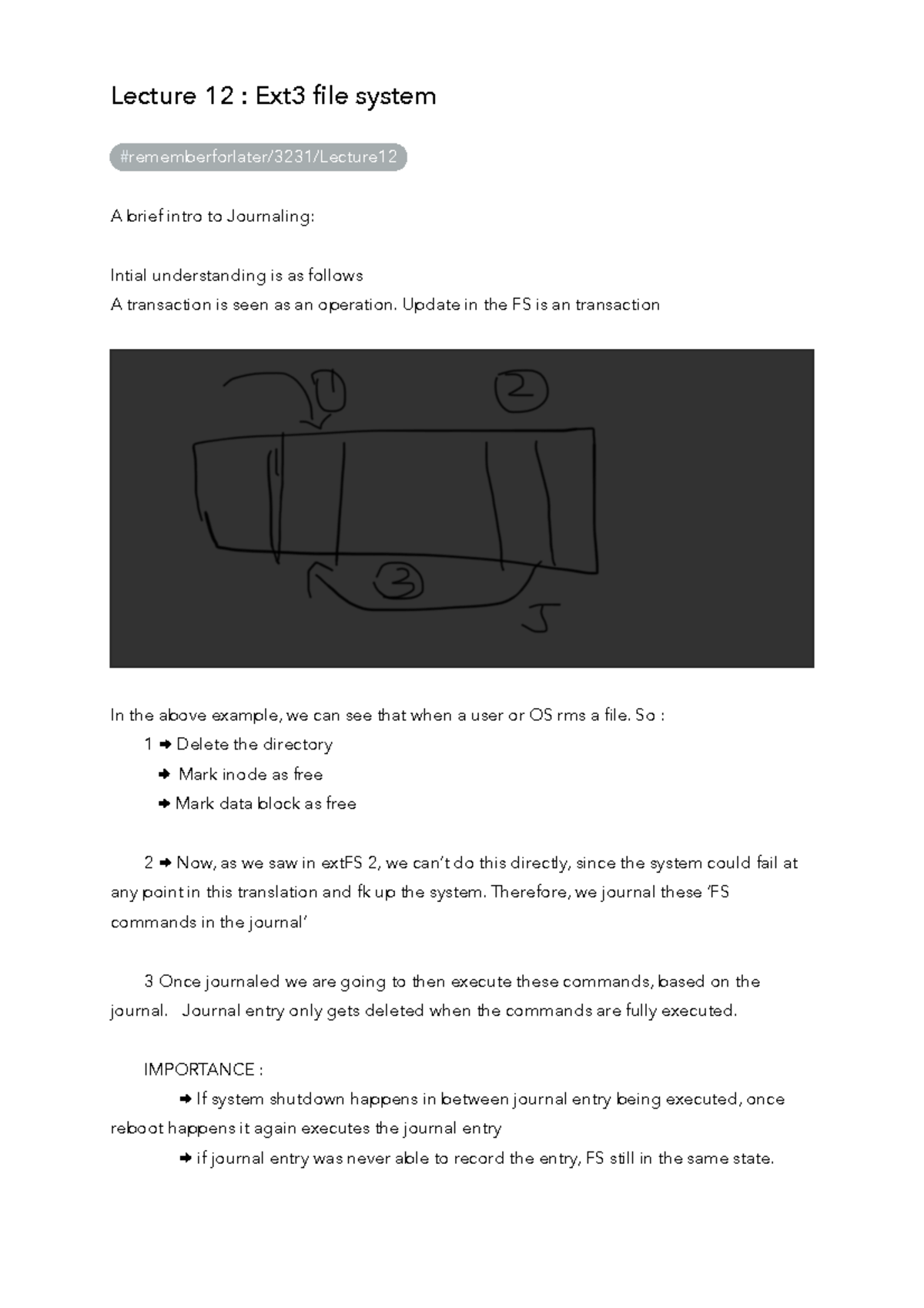 Lecture 12 Ext3 file system - Lecture 12 : Ext3 file system # ...
