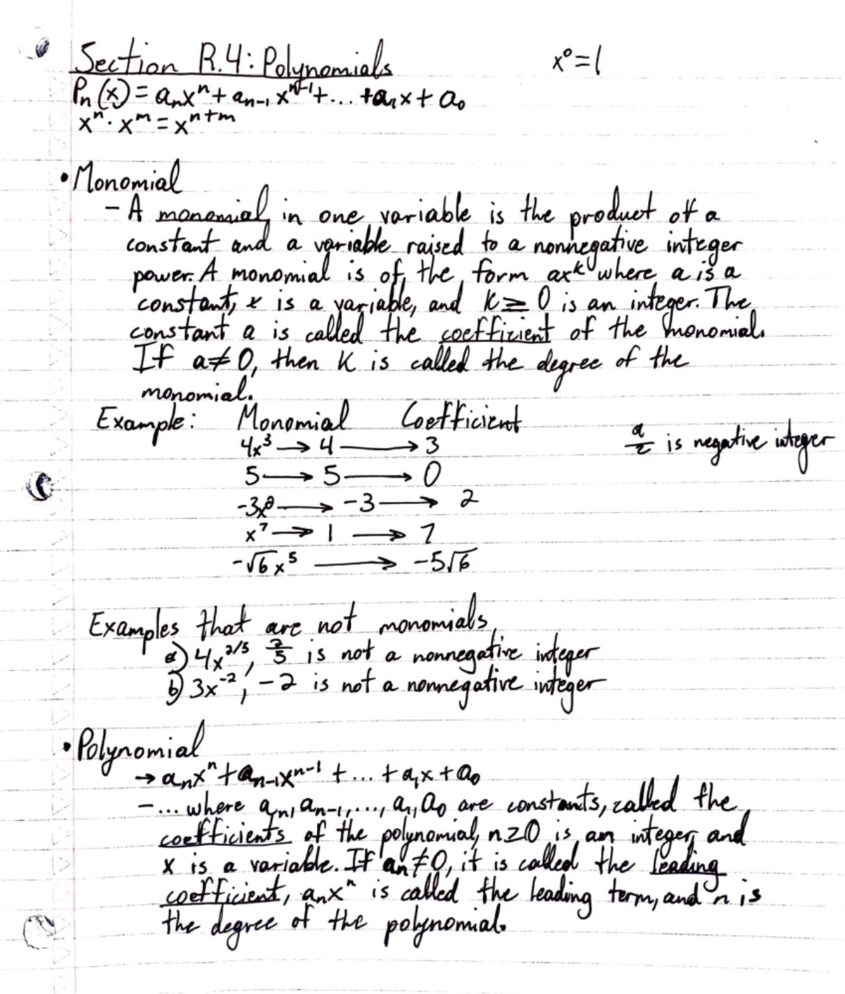 Intermediate Algebra, Section 4 - Polynomials - I ~ /· R '-• '. CZ1 ...