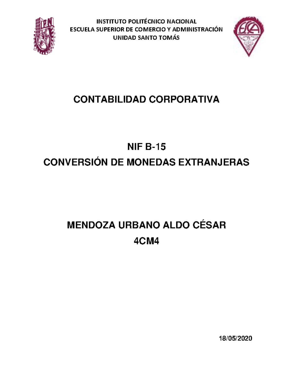 Conversión DE Monedas Extranjeras NIF B15 - INSTITUTO POLITÉCNICO ...