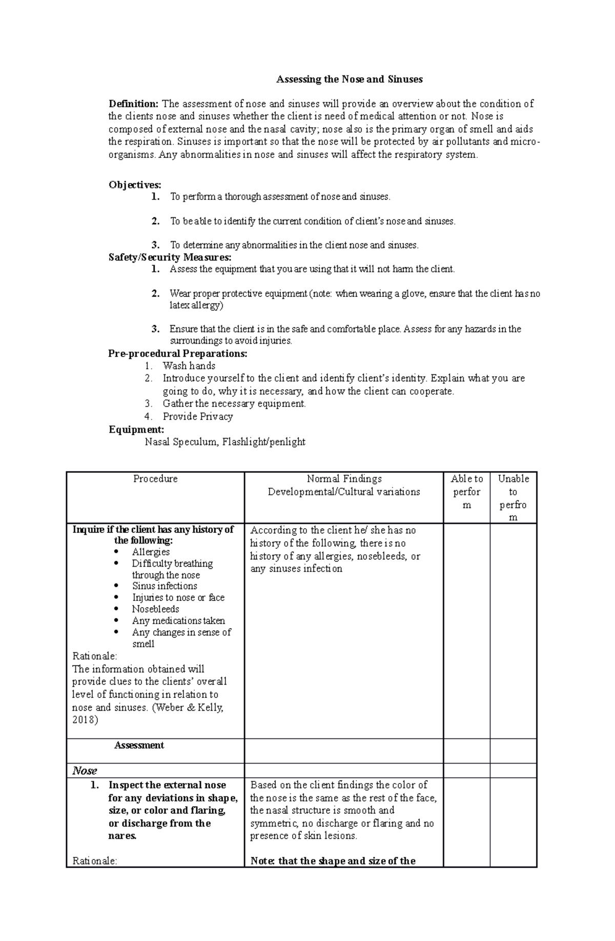 Assessing the Nose and Sinuses - Assessing the Nose and Sinuses ...