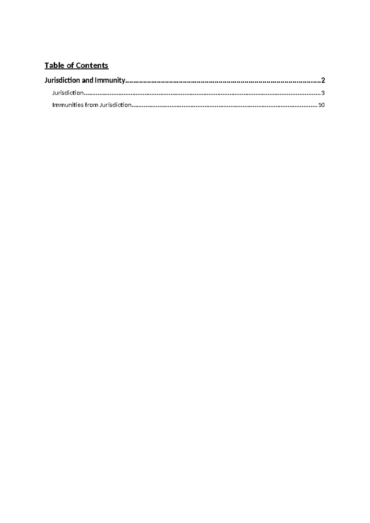 Jurisdiction and Immunities Summary - Table of Contents Jurisdiction ...