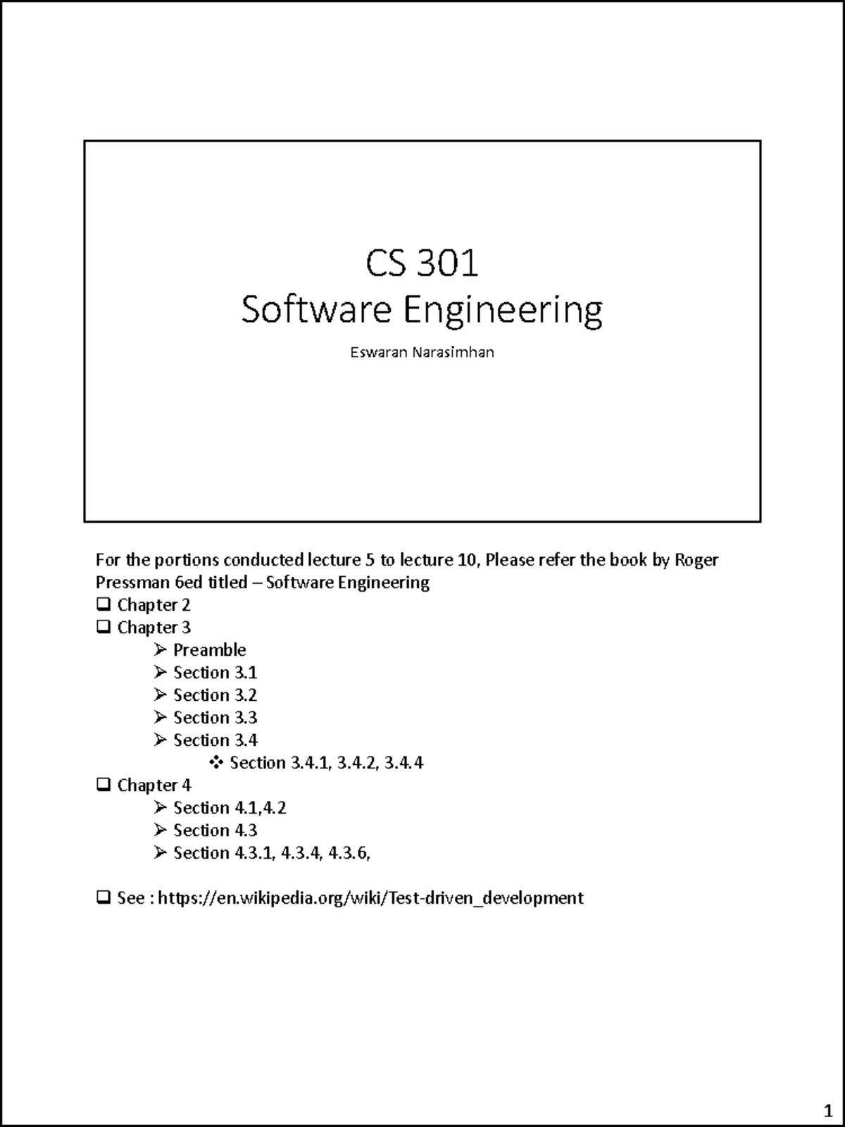 CS 301 Software Engineering - Development Methodologies - Lecture 5 to ...