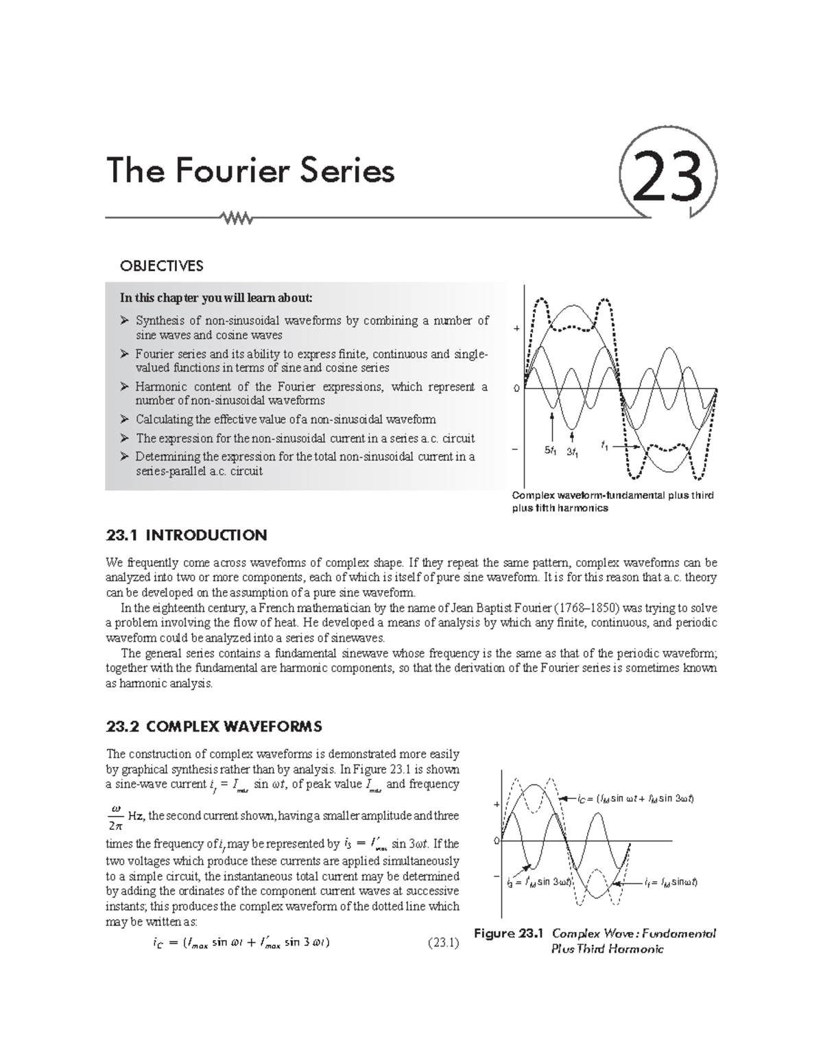Module 23 - Notes - The Fourier Series 23 OBJECTIVES In this chapter ...