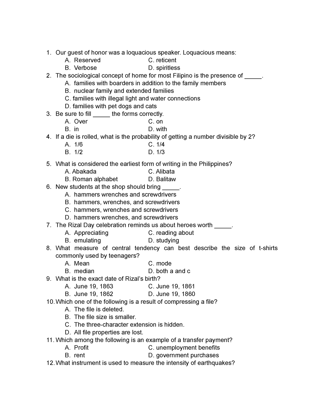 Mixed GEN ED - SOME HELPFUL MATERIALS FOR YOUR LET REVIEW :)) - Our ...