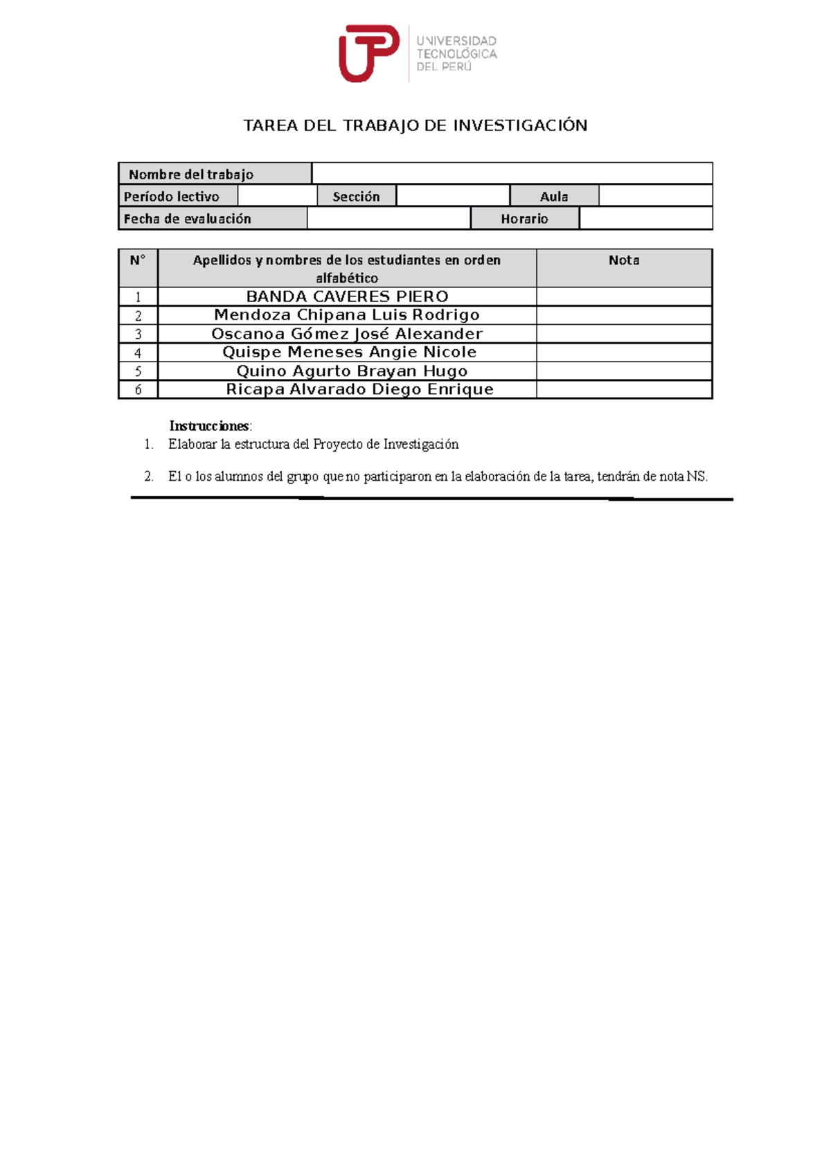 1Modelo de la estructura del trabajo de investigación 1 - TAREA DEL ...