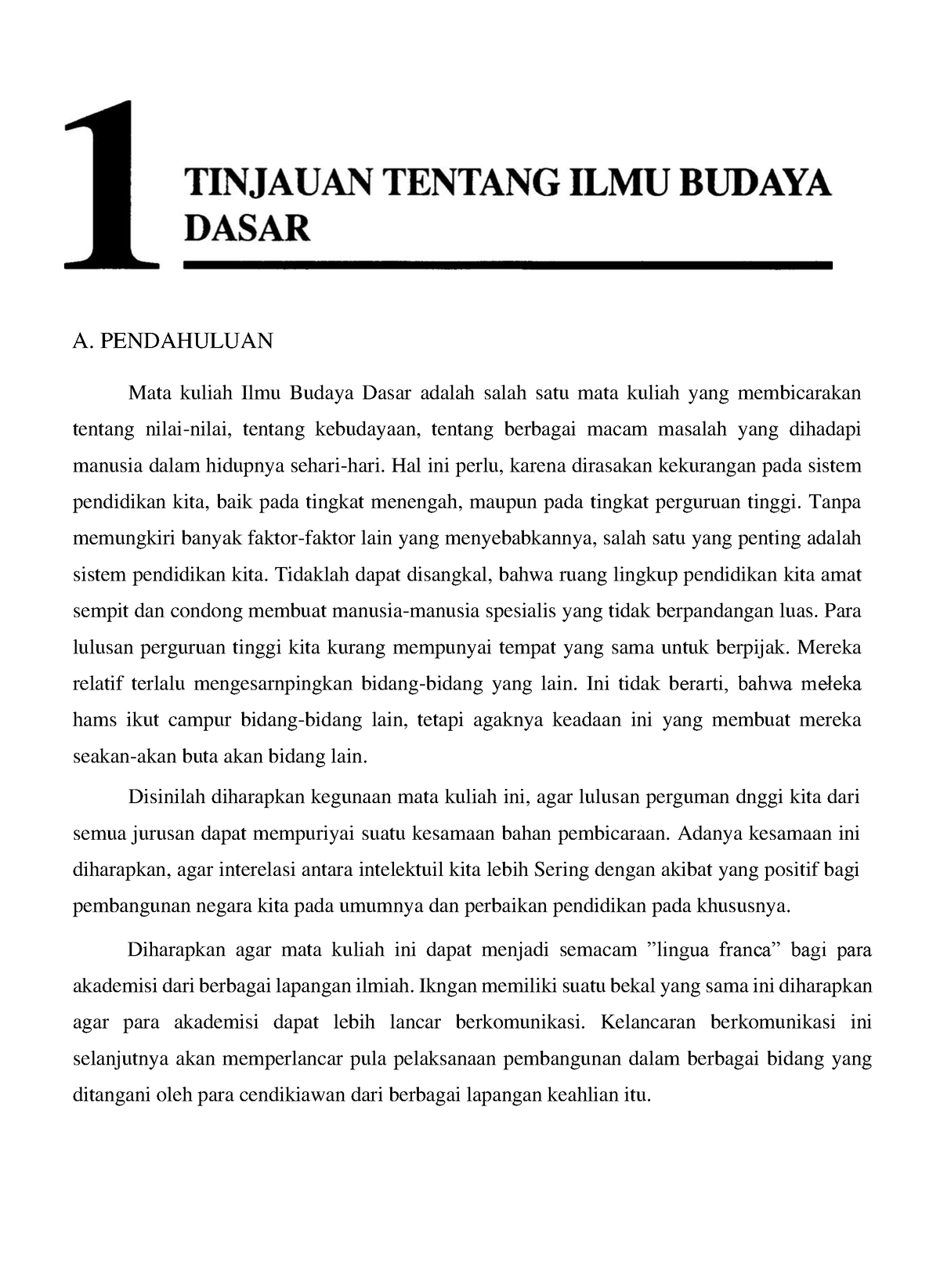 Tinjauan Tentang ILMU Budaya Dasar - A. PENDAHULUAN Mata Kuliah Ilmu ...