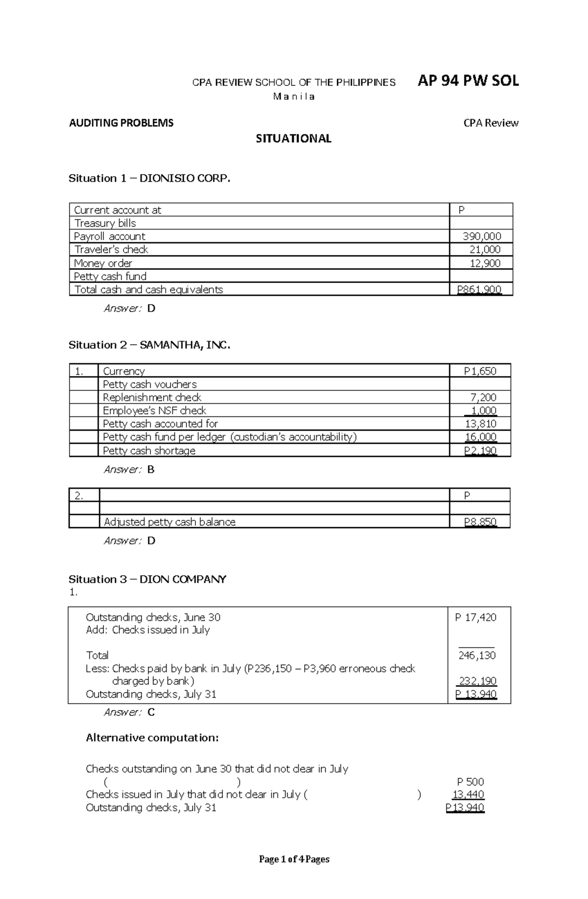 AP Solutions Guide - CPA REVIEW SCHOOL OF THE PHILIPPINES AP 94 PW SOL ...