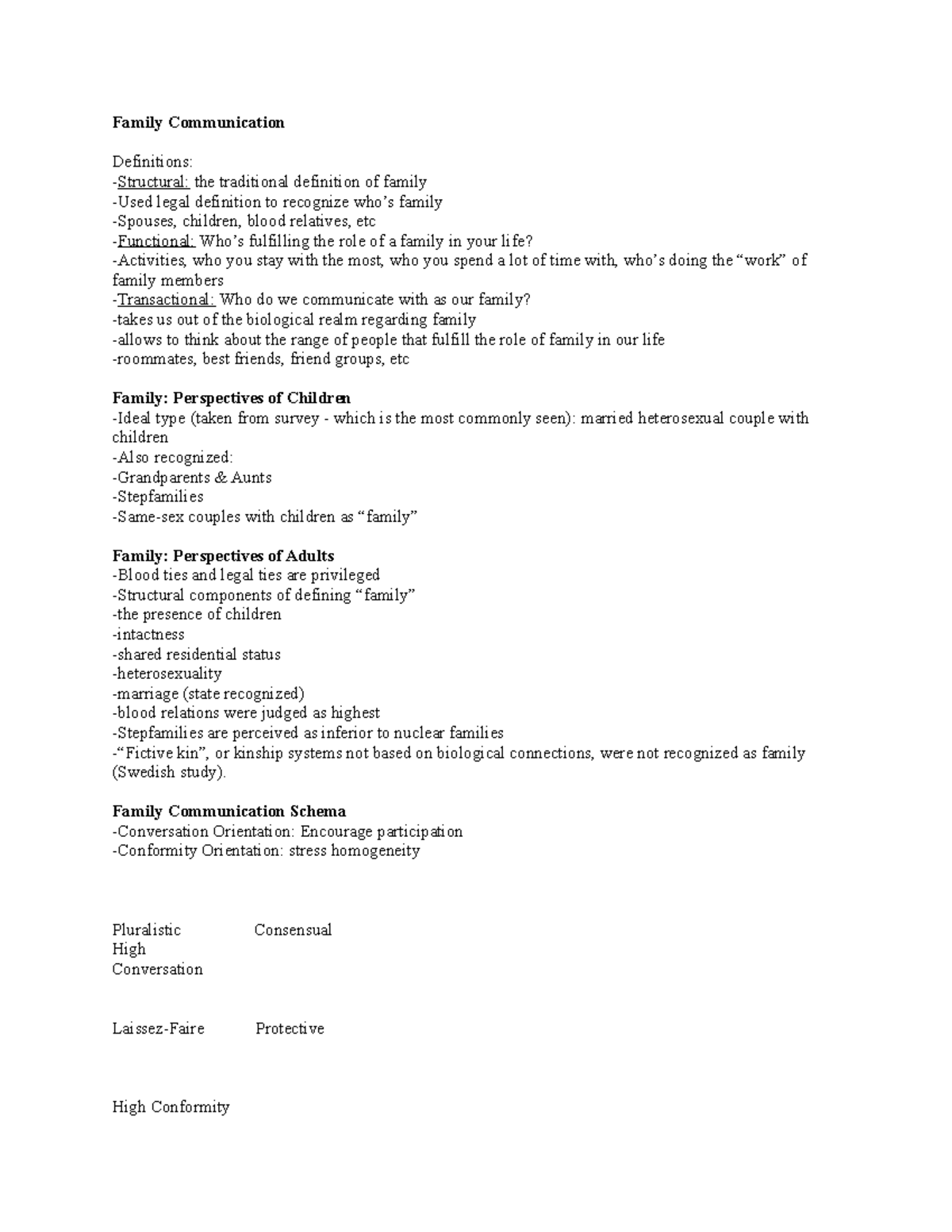 Family - Family Communication Schema -Conversation Orientation ...