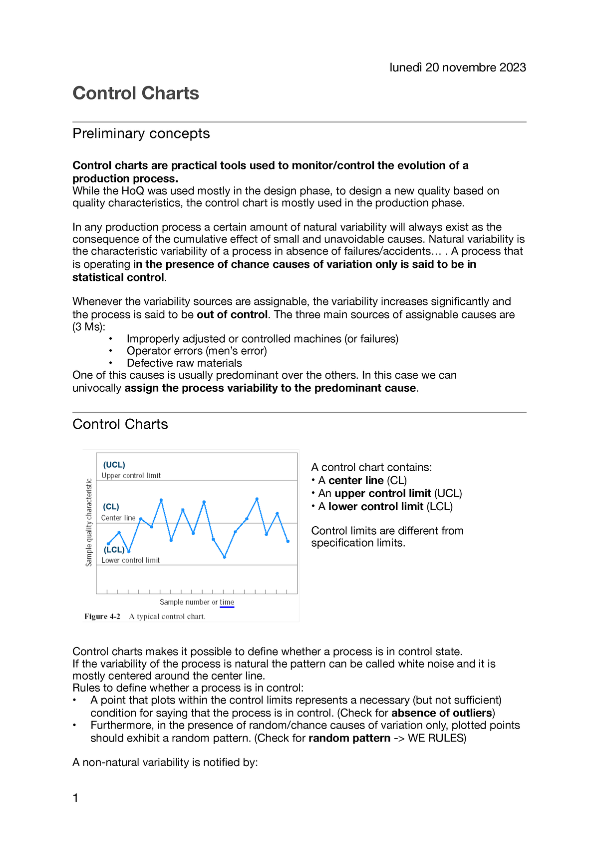 Control Charts - Control Charts Preliminary Concepts Control Charts Are 