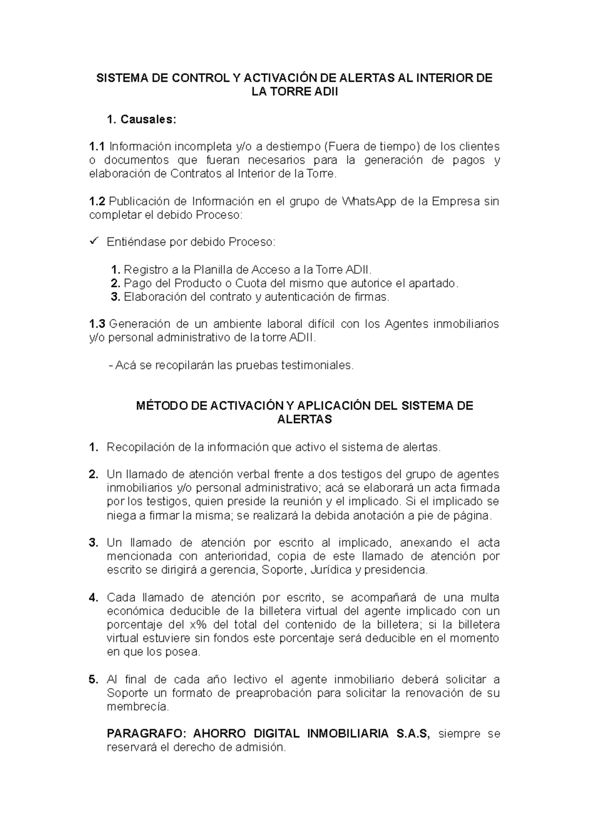 Sistema de Control y Activación de alertas - SISTEMA DE CONTROL Y ...