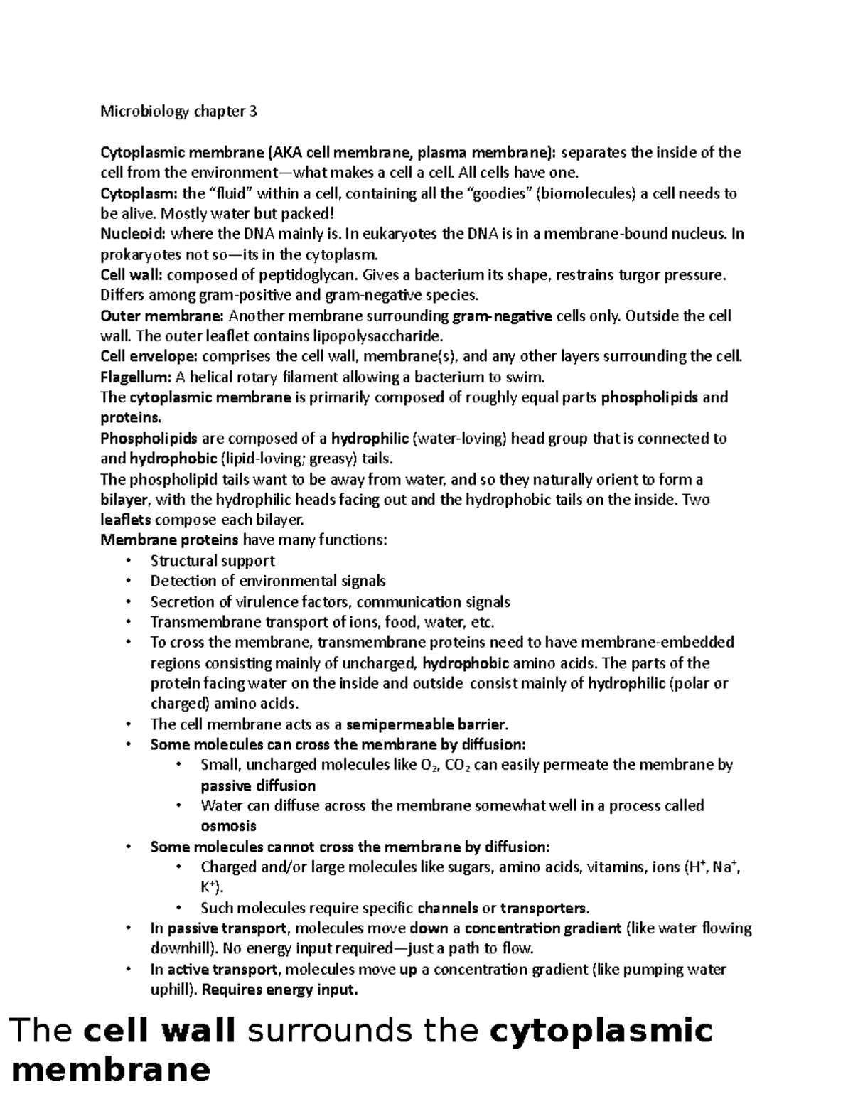 Microbiology chapter 3 - All cells have one. Cytoplasm: the “fluid ...