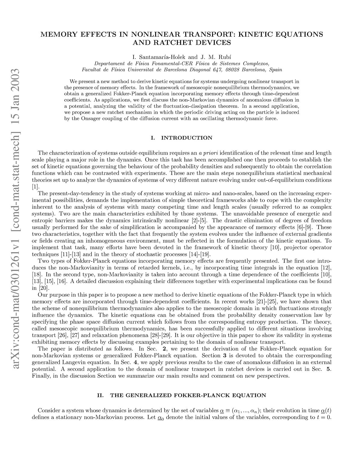 Memory Effects In Nonlinear Transport Ki - ArXiv:cond-mat/0301261v1 ...