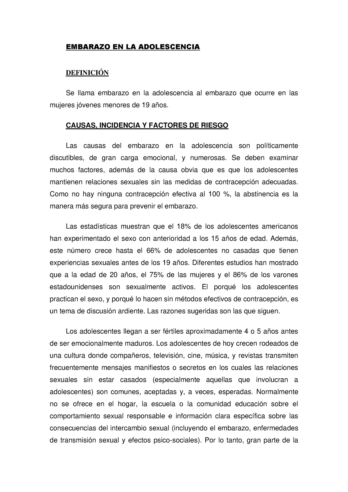 Embarazo En La Adolescencia 7 Embarazo En La Adolescencia DefiniciÓn