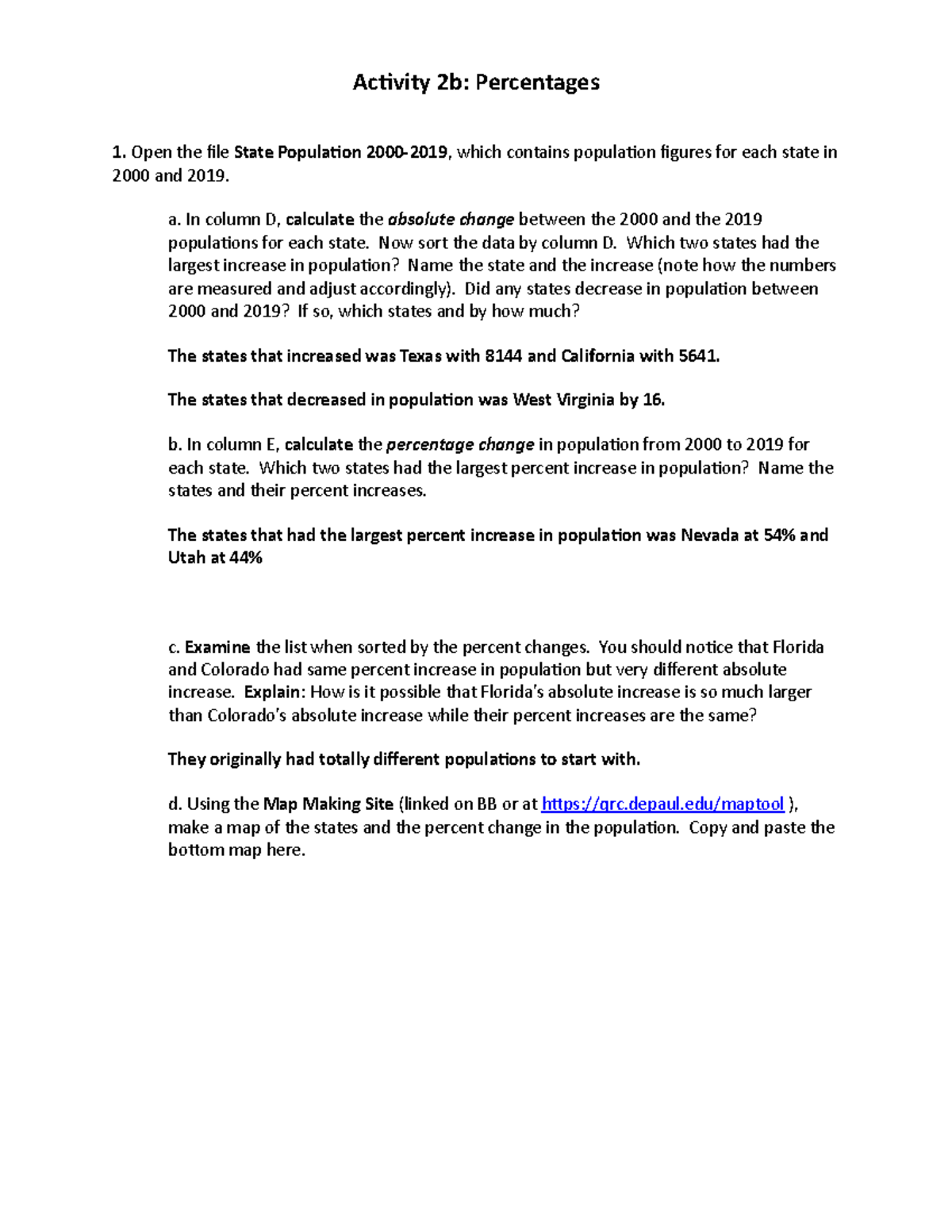 Homework 3 - absolute change equations - Activity 2b: Percentages Open ...