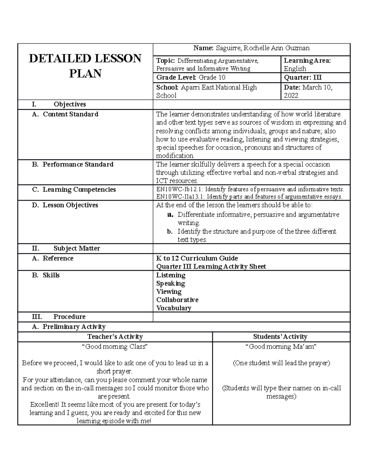 1. DLP Differentiate Argumentative, Informative and Persuasive Writing ...