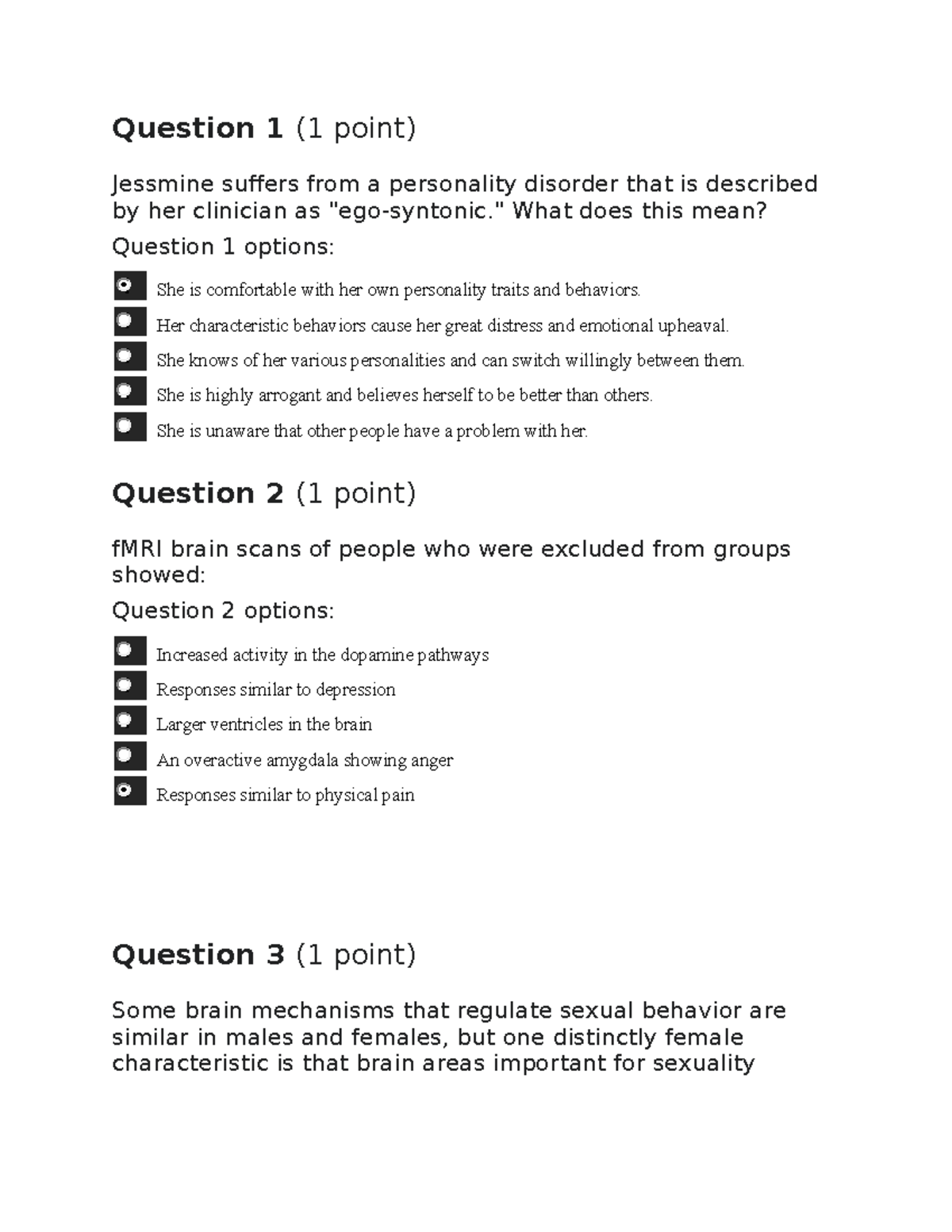 PSYC 100 - Final Exam Practice Question 3 - Question 1 (1 Point ...