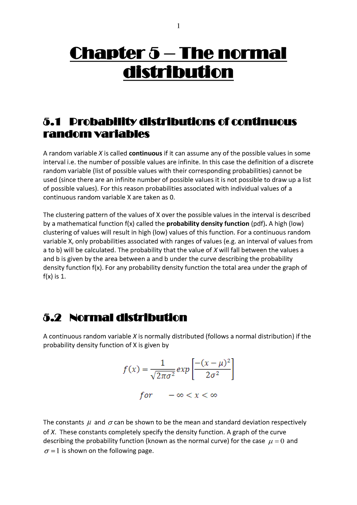 Introduction To Statistics 130 Class Notes Book 2 - Chapter 5 – The ...