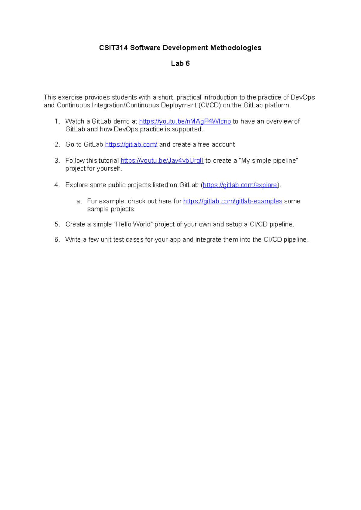 Lab 6 - nil - CSIT314 Software Development Methodologies Lab 6 This ...