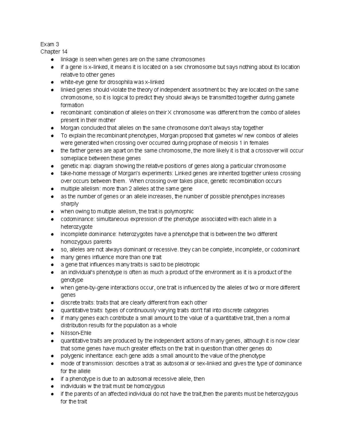 Bio1107exam3notes - Notes to study for exam 3 - Exam 3 Chapter 14 - Studocu