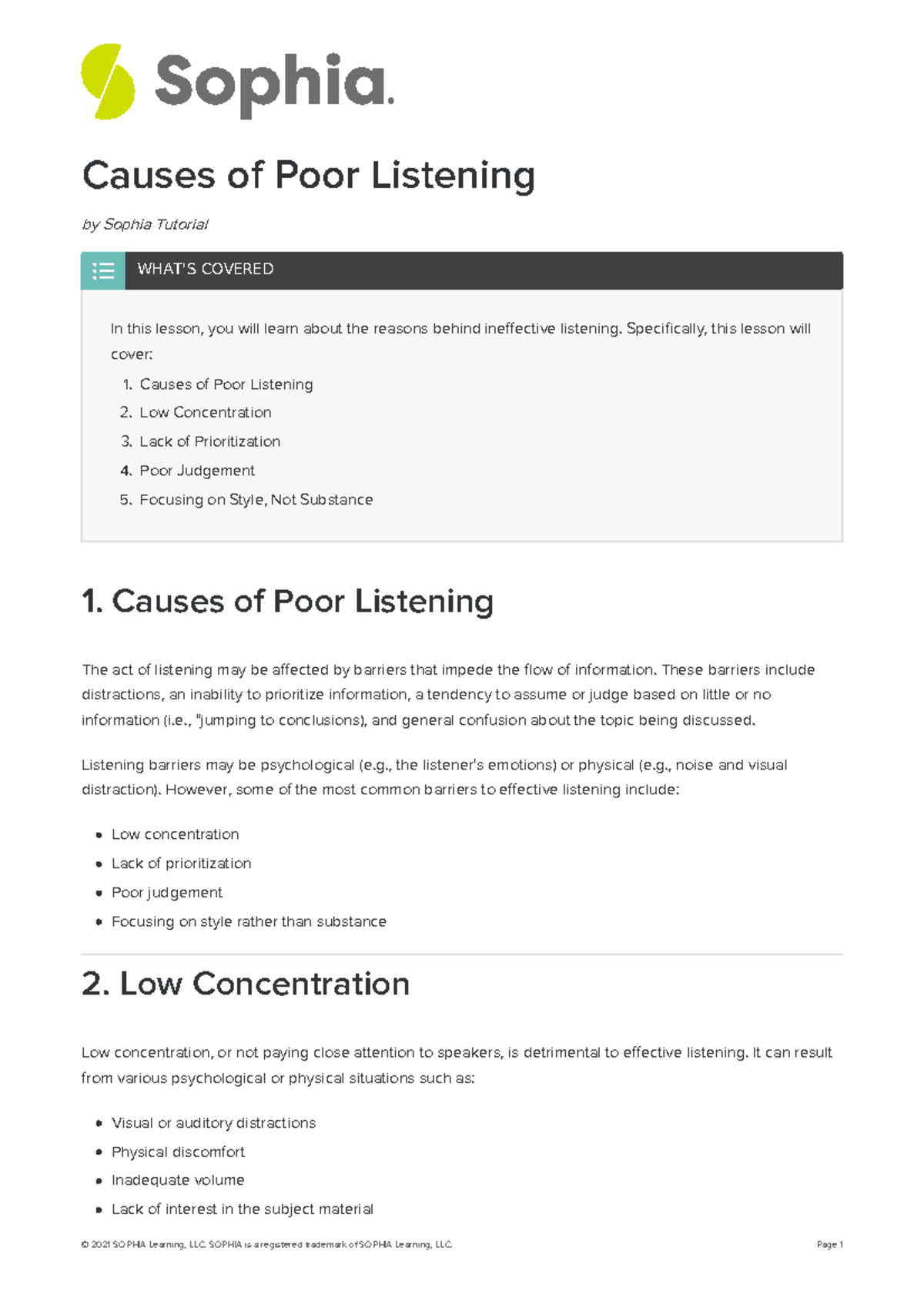 Causes of poor listening - Causes of Poor Listening by Sophia Tutorial ...