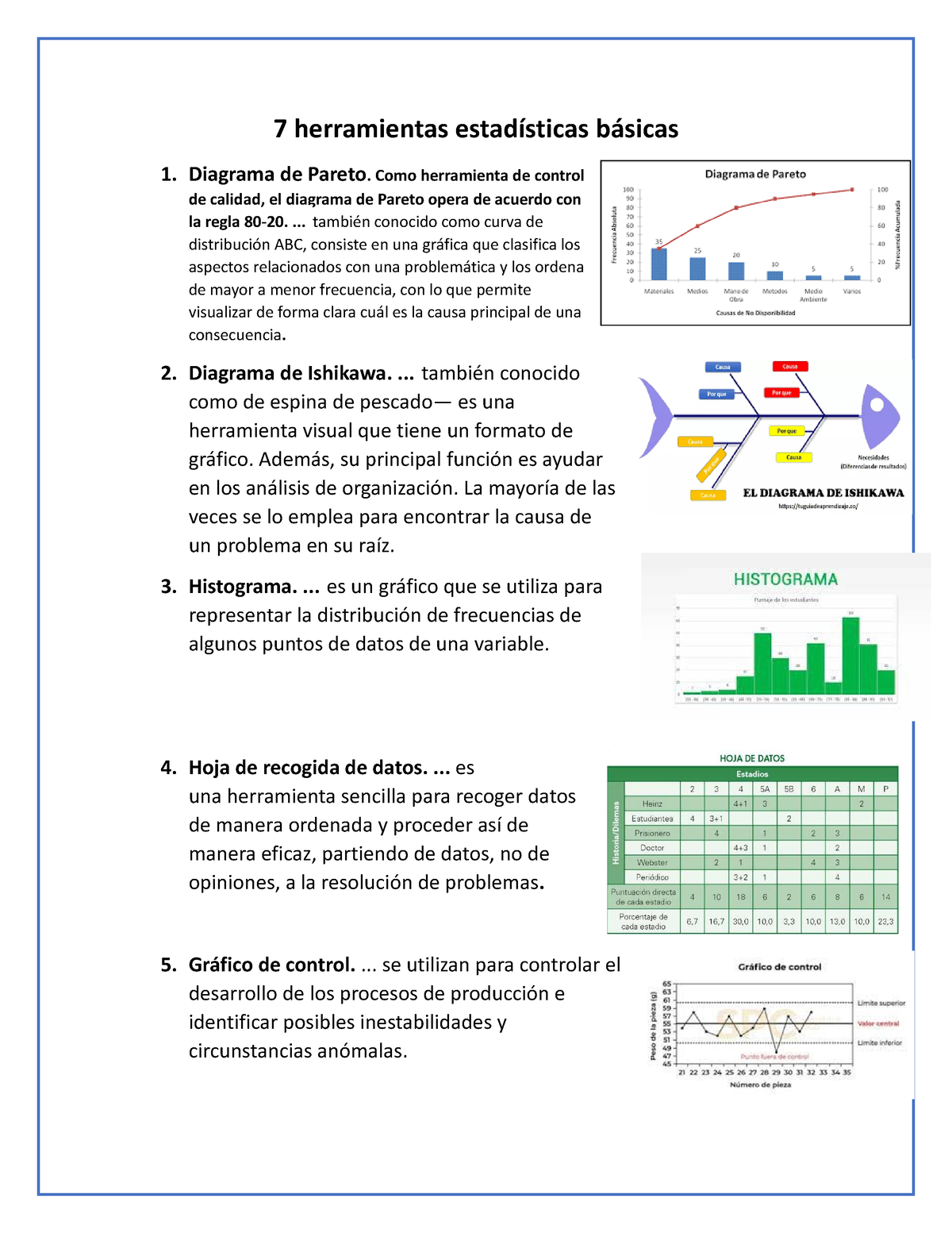 7 Herramientas Estadísticas S5 7 Herramientas Estadísticas Básicas Diagrama De Pareto Como 