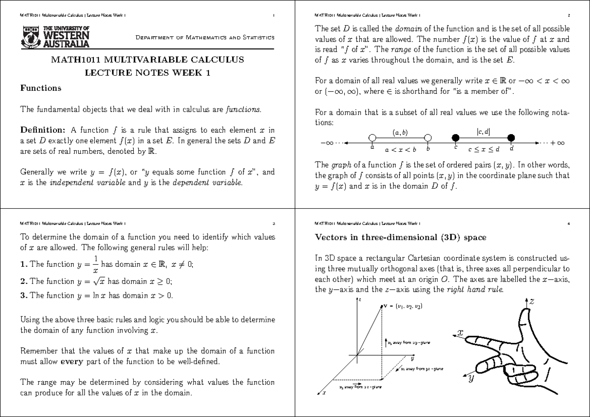 MATH1011 Lecture W01-(4 Pages Per Sheet) - Department Of Mathematics ...