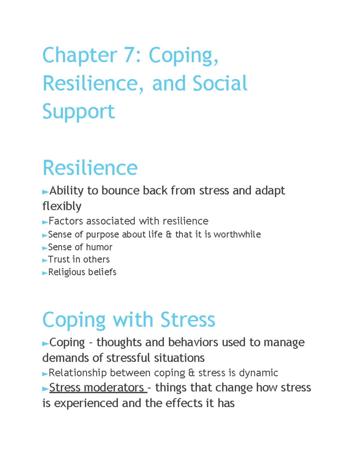 Chapter 7 Coping, Resilience, and Social Support - Chapter 7: Coping ...