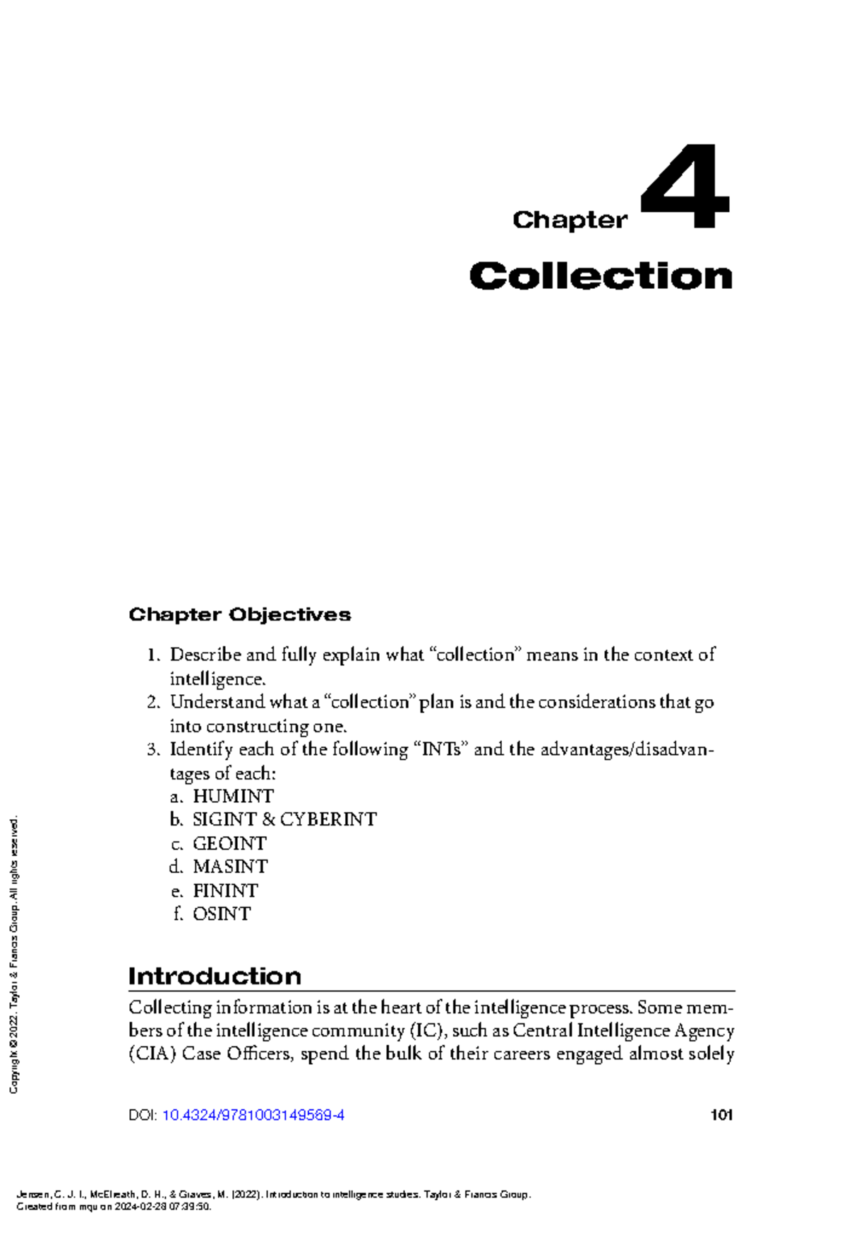 Week 2 Reading - Chapter 4 Collection - DOI: 10/9781003149569-4 101 ...