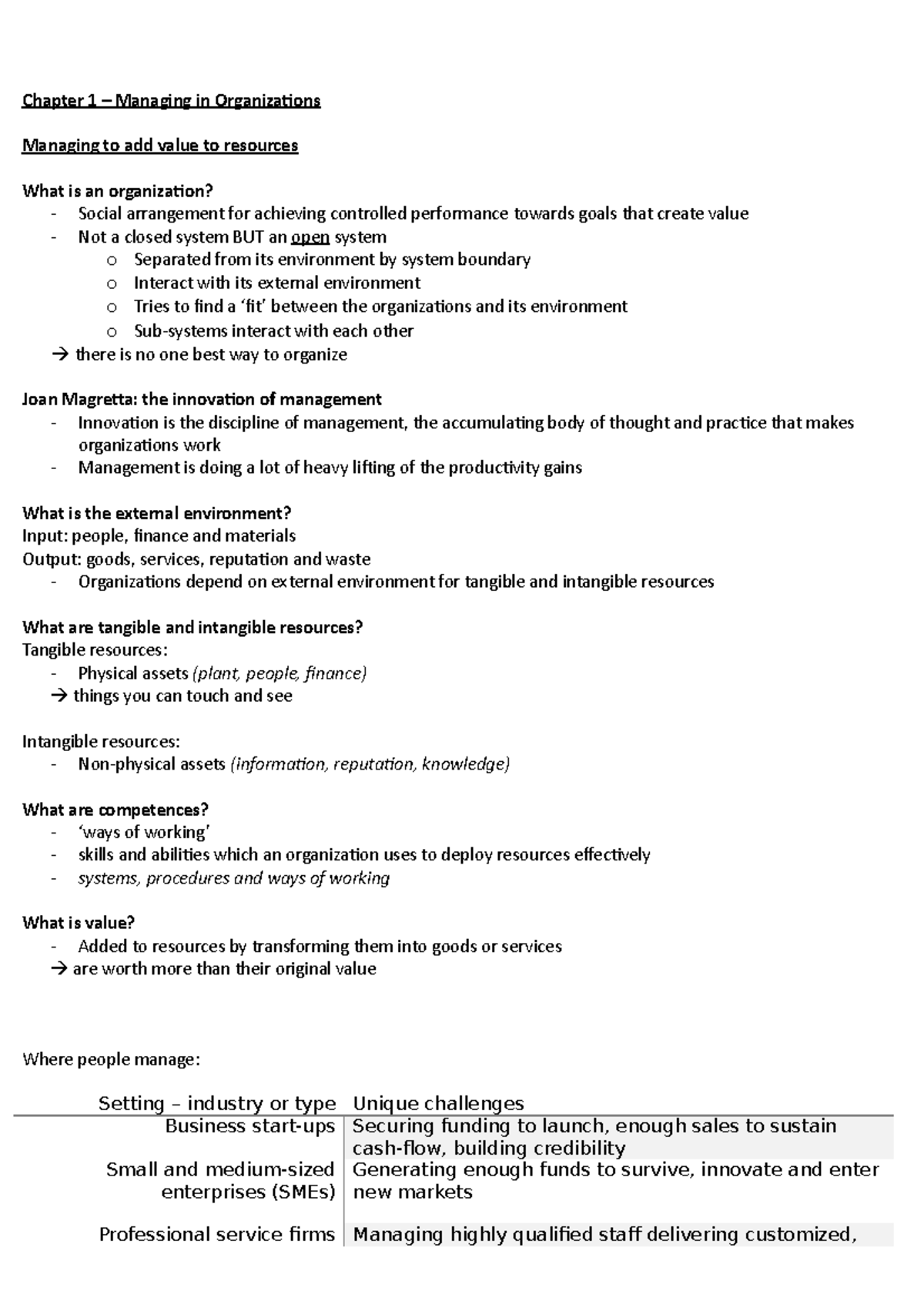 Chapter 1 – Managing in Organizations - Chapter 1 – Managing in ...