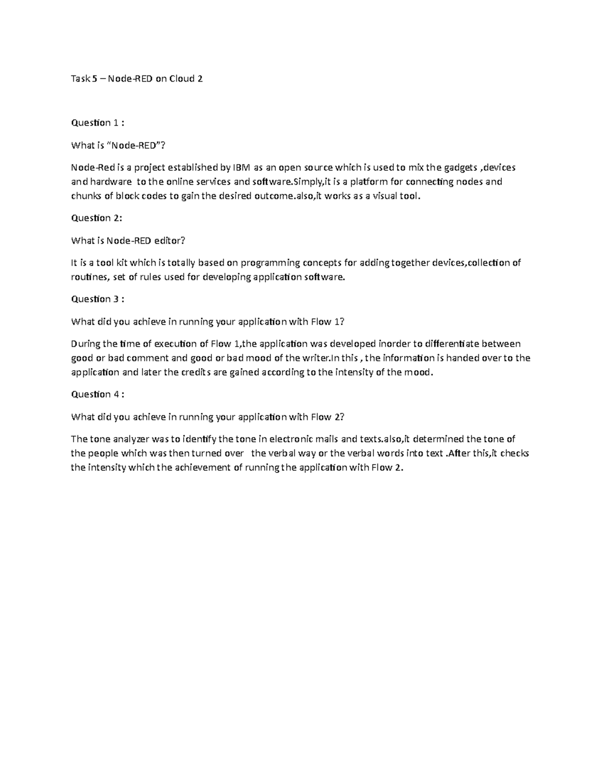Week5,6,7 labs - cloud - Task 5 – Node-RED on Cloud 2 Question 1 : What ...