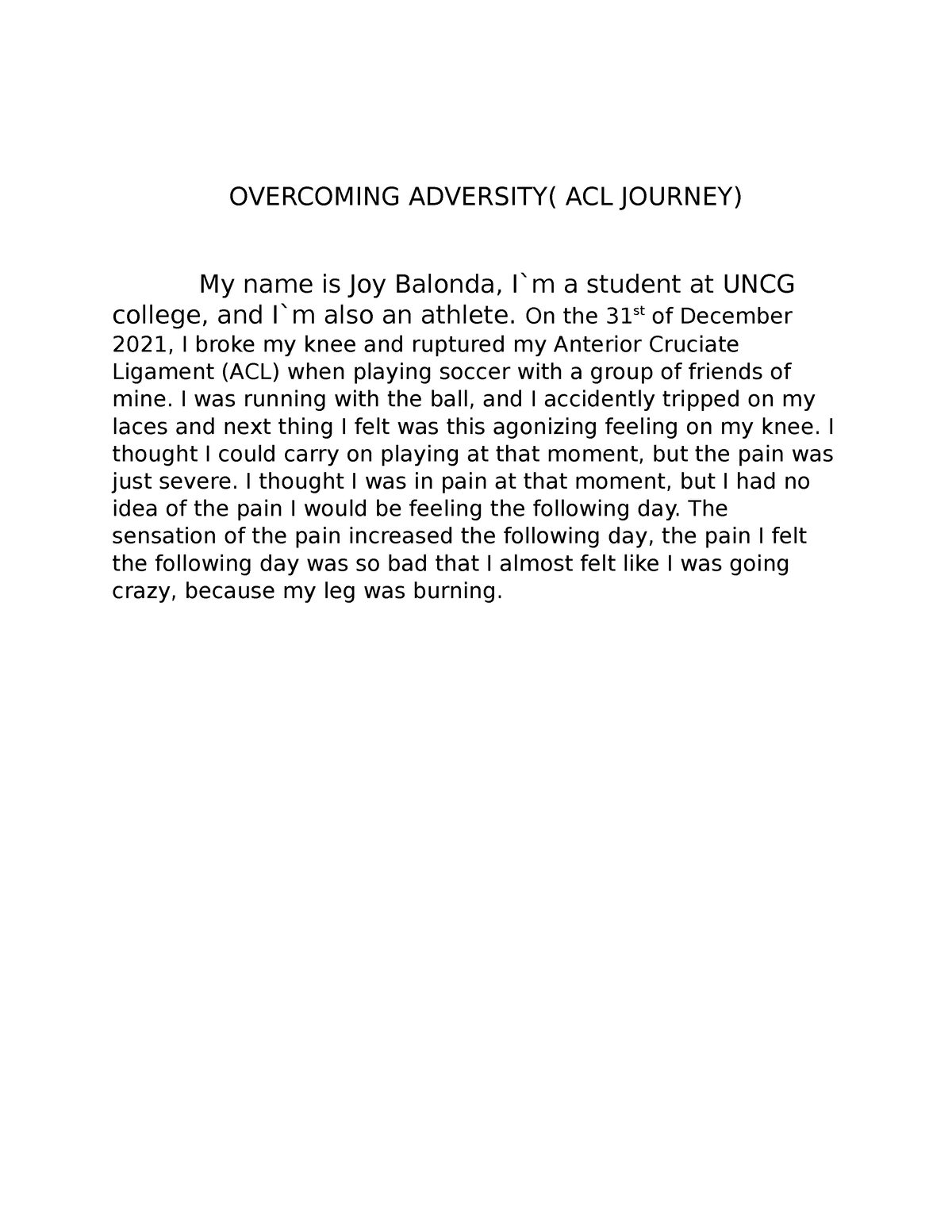 overcoming adversity college essay