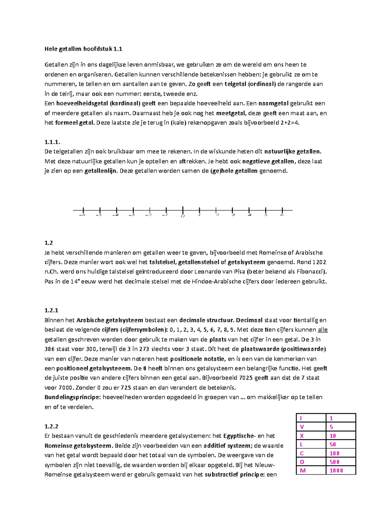 Hele Getallen 1-5 Samenvatting - Hele Getallen Hoofdstuk 1. Getallen ...