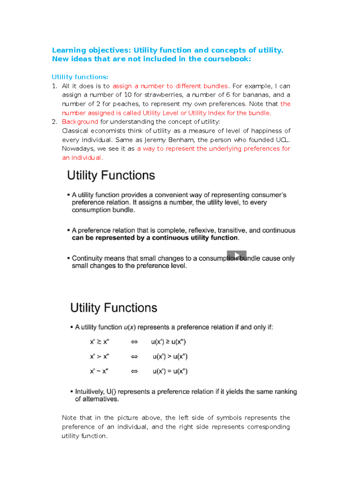 Lecture 7-Utility ECON 230 - Learning objectives: Utility function and ...