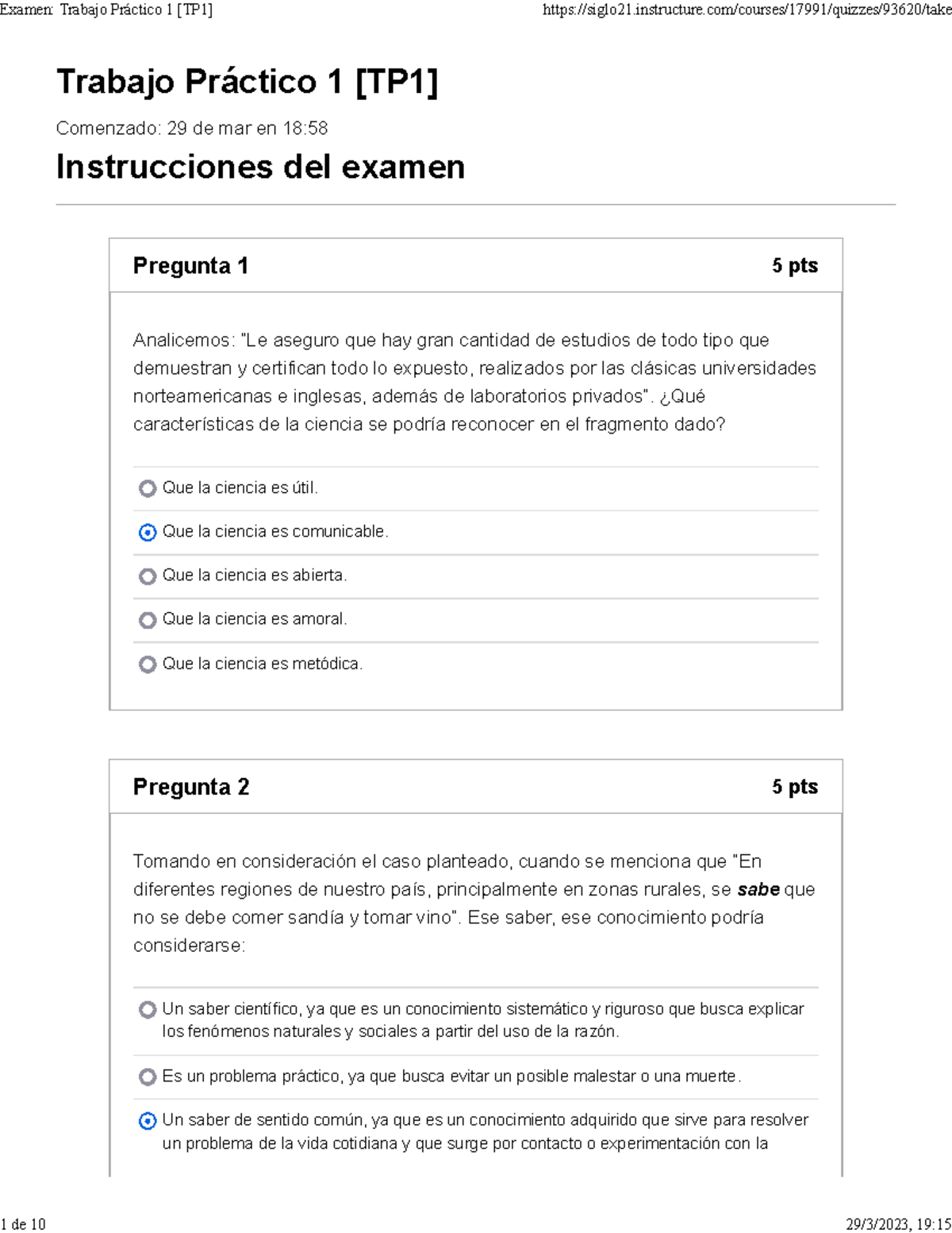 Examen Trabajo Práctico 1 [tp1] 87 5 De 100 Trabajo Práctico 1 [tp1