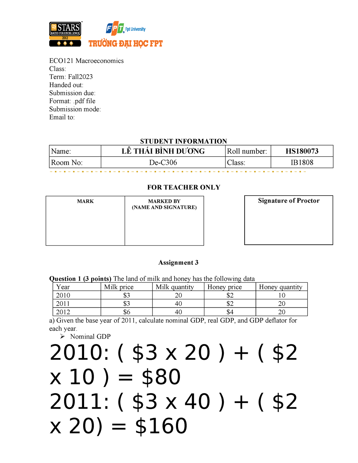 Eco121 FA23333333333333333 - ECO121 Macroeconomics Class: Term: Fall ...