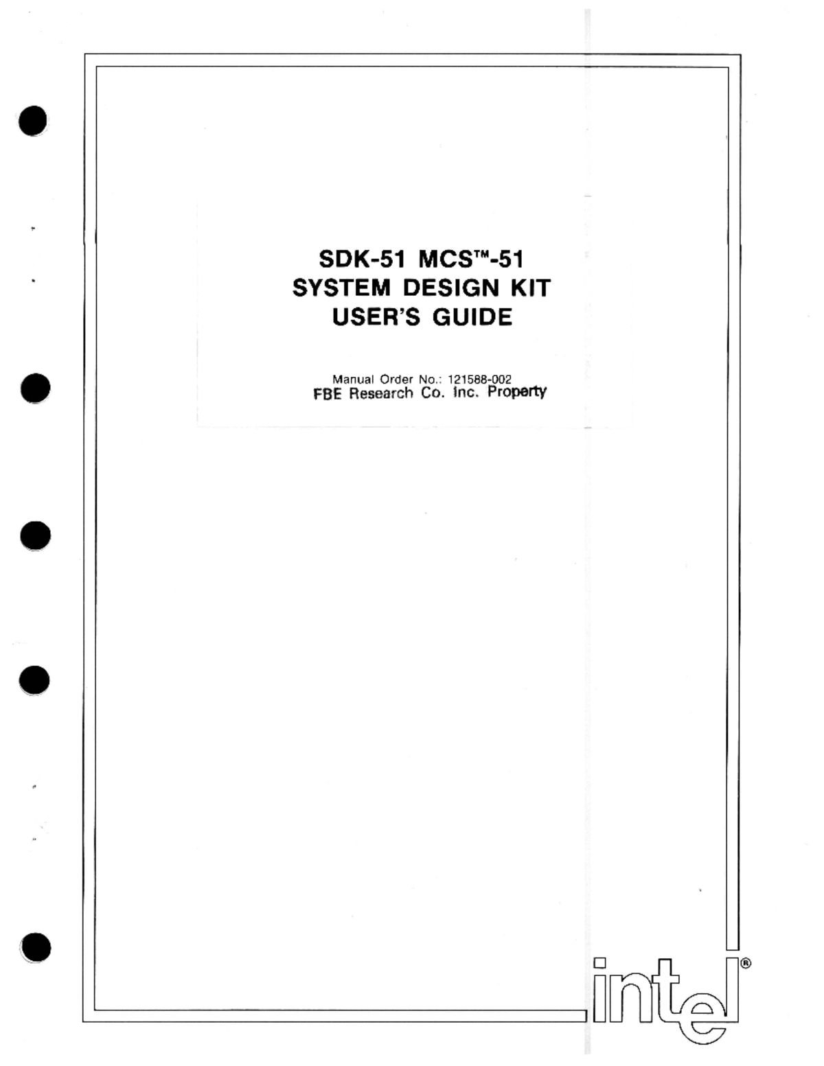 SDK-51 MCS-51 System Design Kit User's Guide Aug 81 121588-002 ...