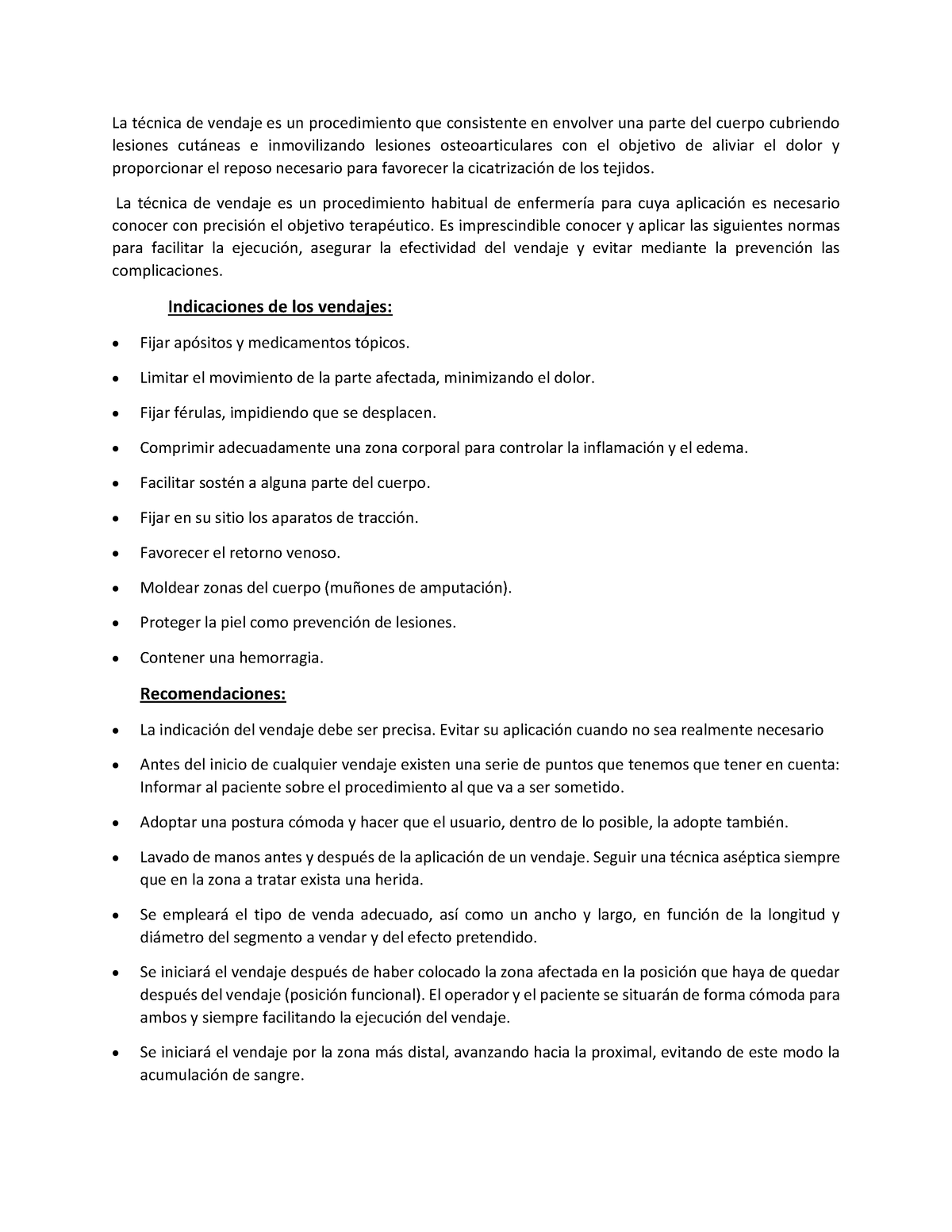 La Técnica De Vendaje La TÈcnica De Vendaje Es Un Procedimiento Que Consistente En Envolver 