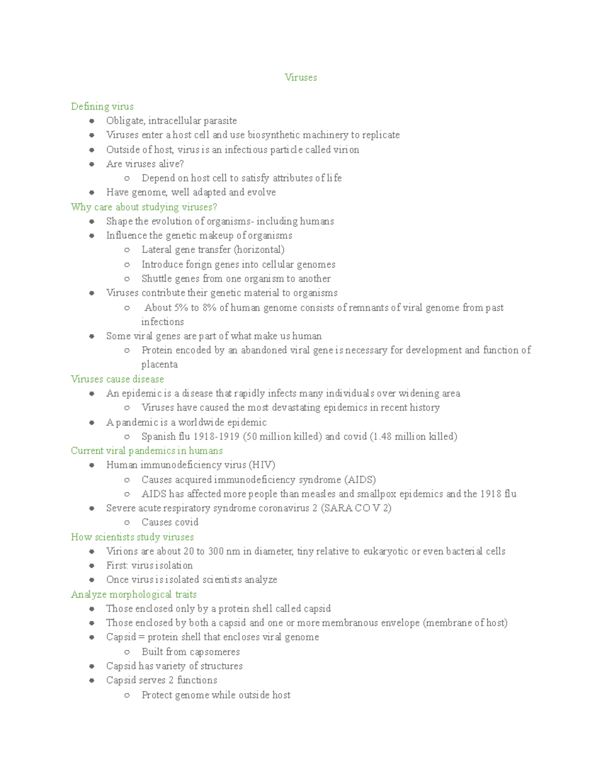 Bio 101 : viruses - Viruses Defining virus Obligate, intracellular ...