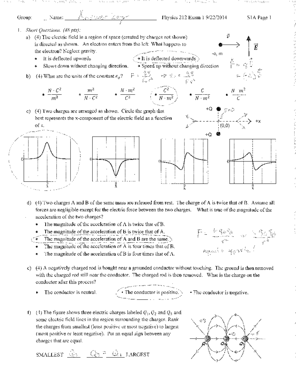 Exam 1 Section 1 Solutions - PHYS 212 - Studocu