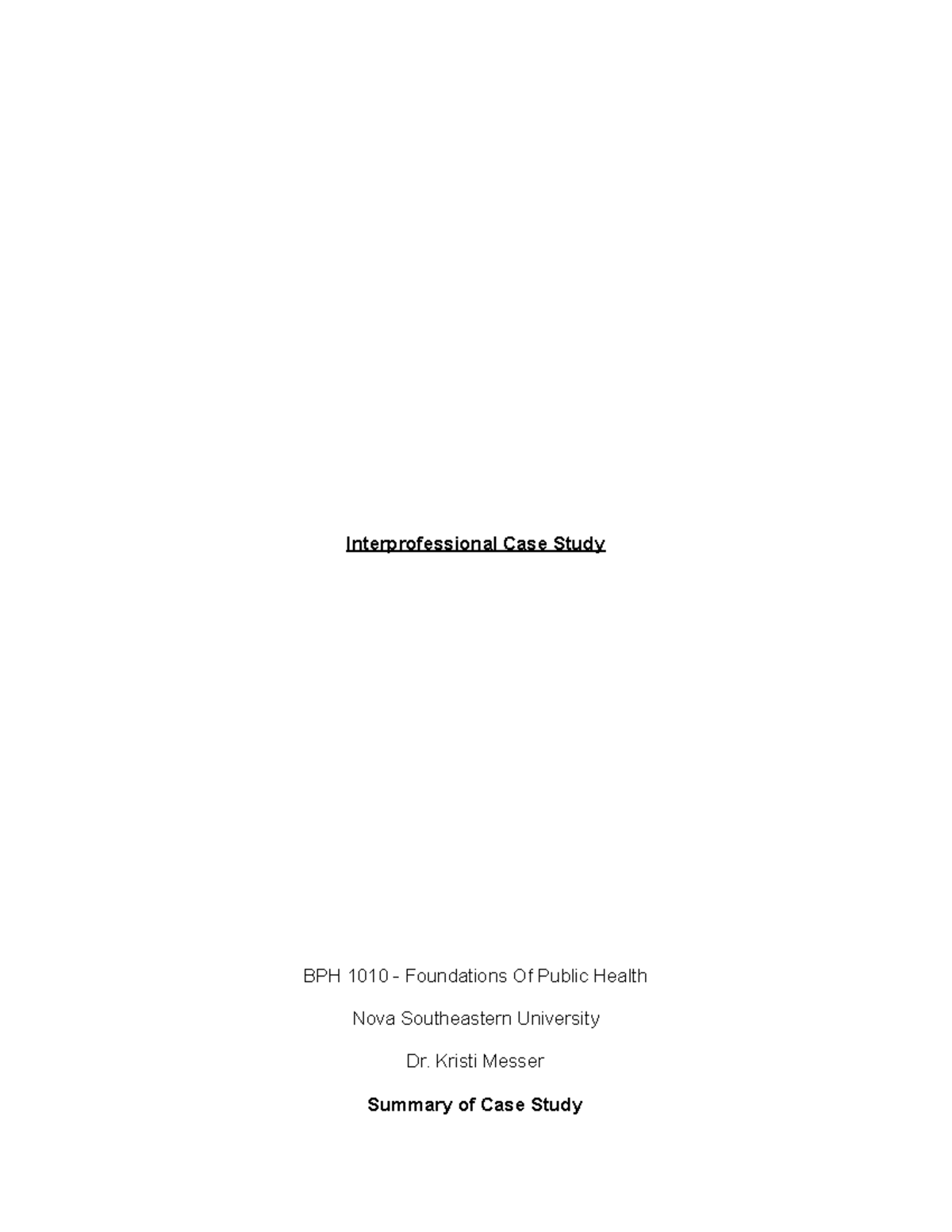 Group 4 obesity case study - Interprofessional Case Study BPH 1010 ...