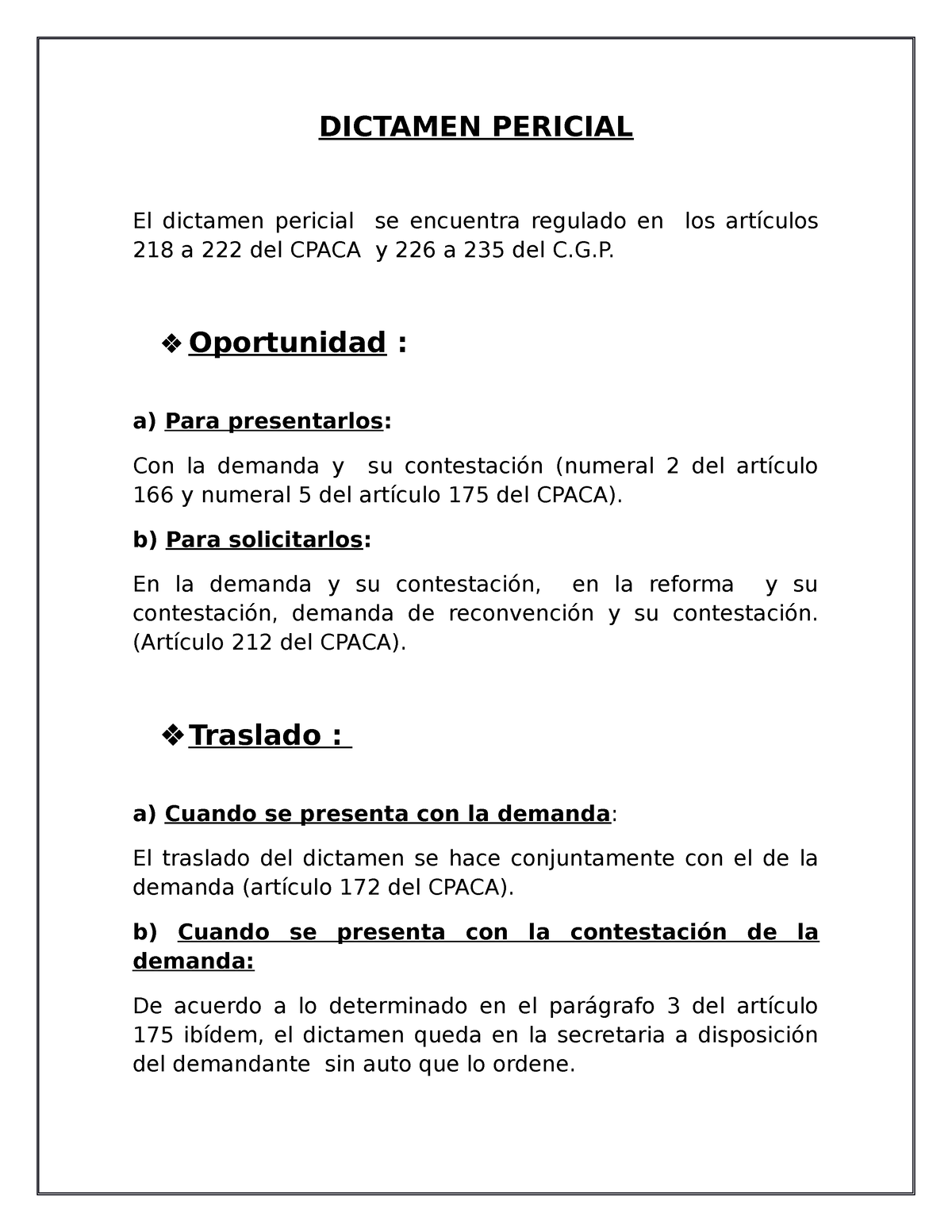 Dictamen Pericia 1 - DICTAMEN PERICIAL El Dictamen Pericial Se ...