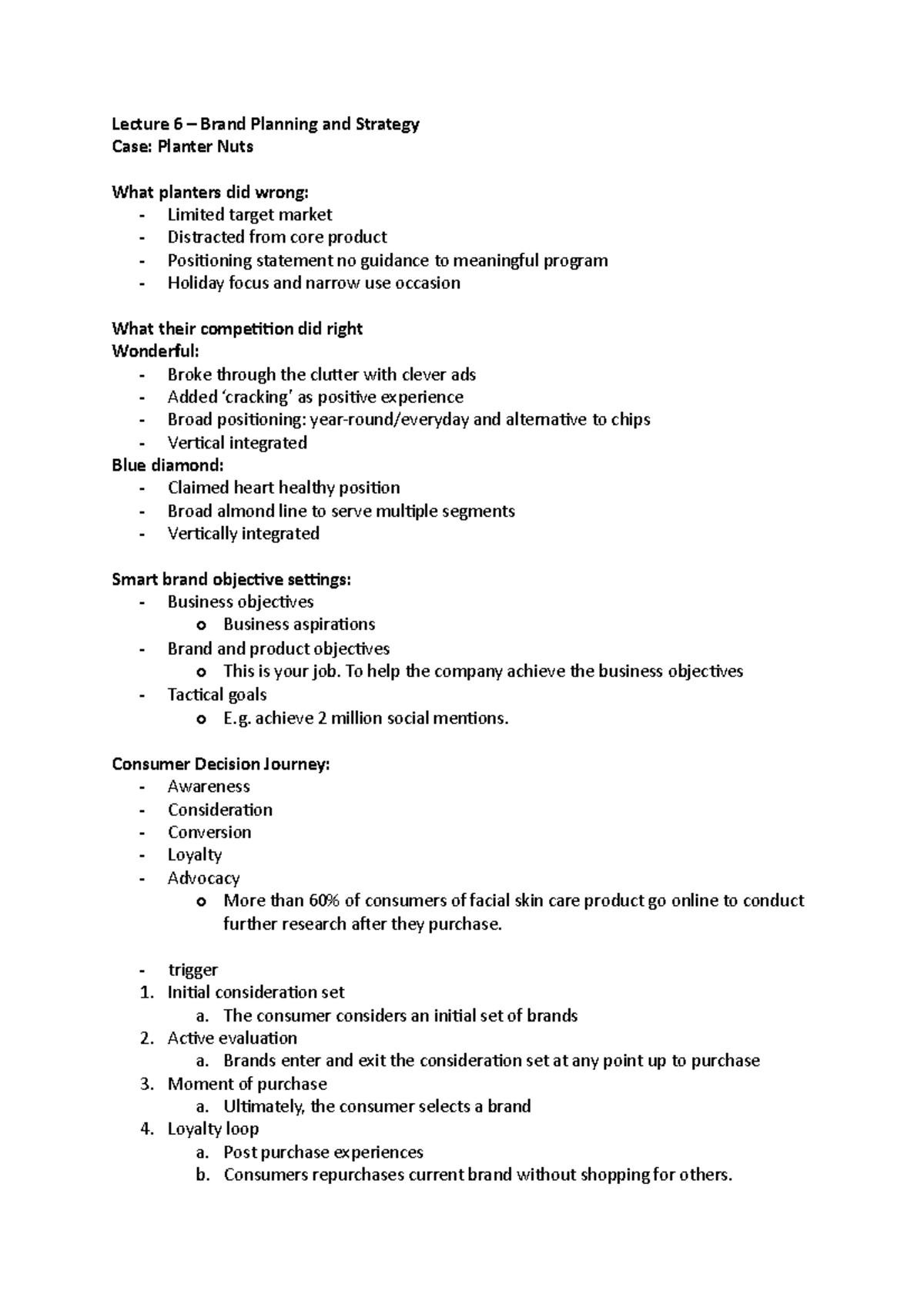 Lecture 6 Lecture 6 Brand Planning and Strategy Case Planter Nuts