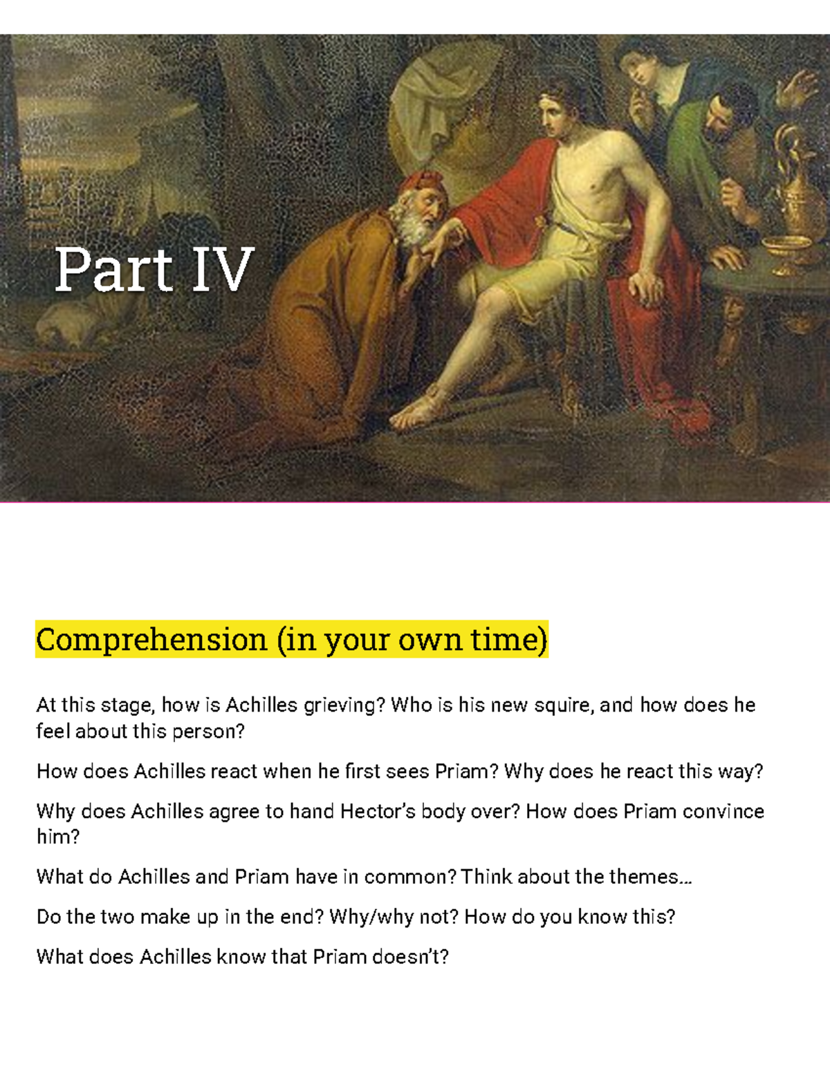 Part 4 - revison notes from the chapter that we went through as a class ...
